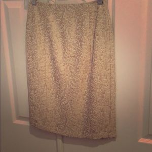 Gold and ivory scrolled skirt